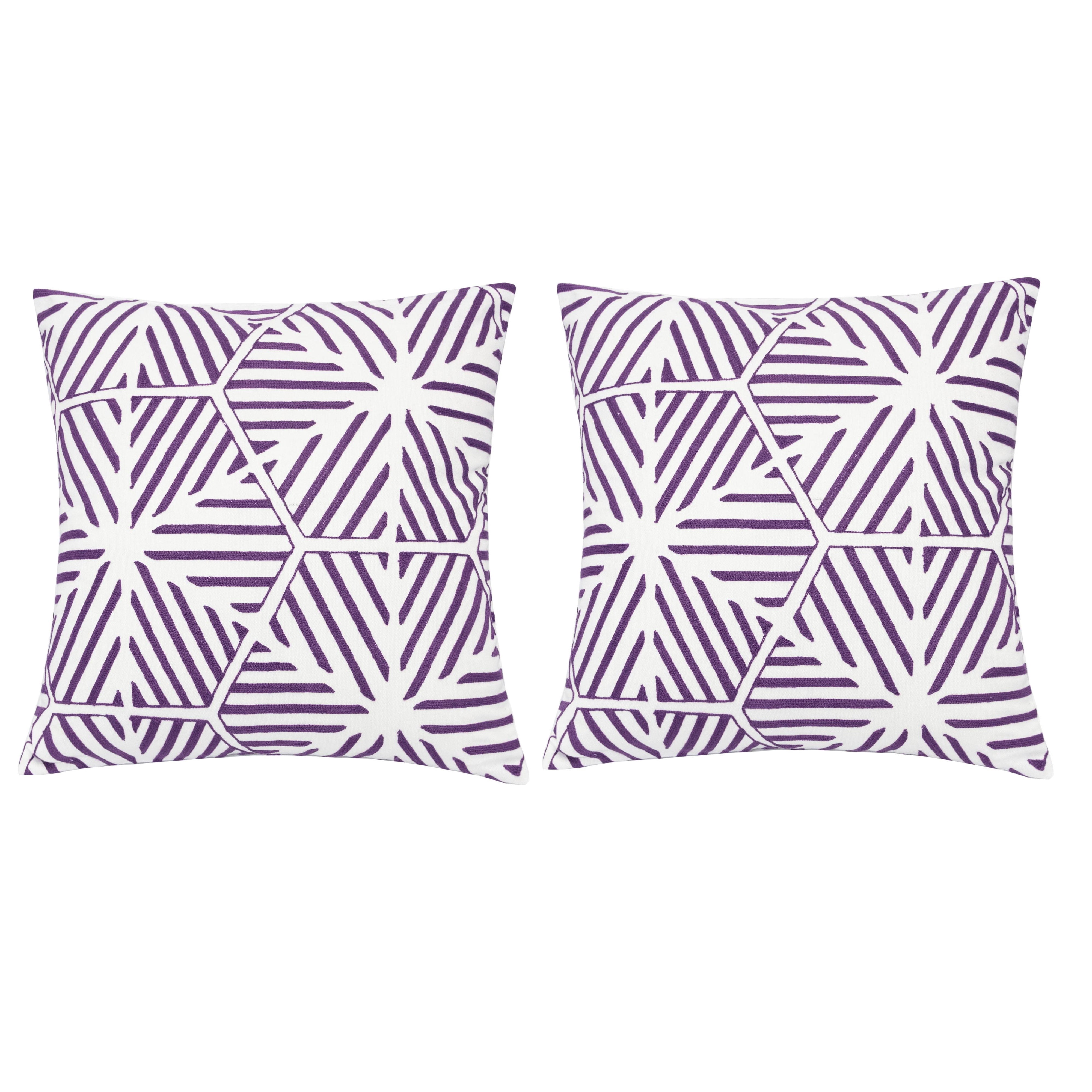 Lilly Purple Abstract Polyester 20 in. x 20 in. Throw Pillow (Set of 2)