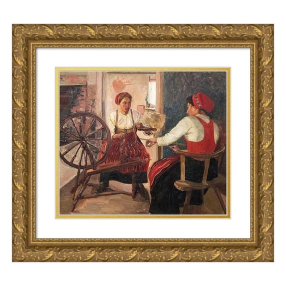 Lilly Segerdahl 23x20 Gold Ornate Framed and Double Matted Museum Art Print Titled - The Spinners
