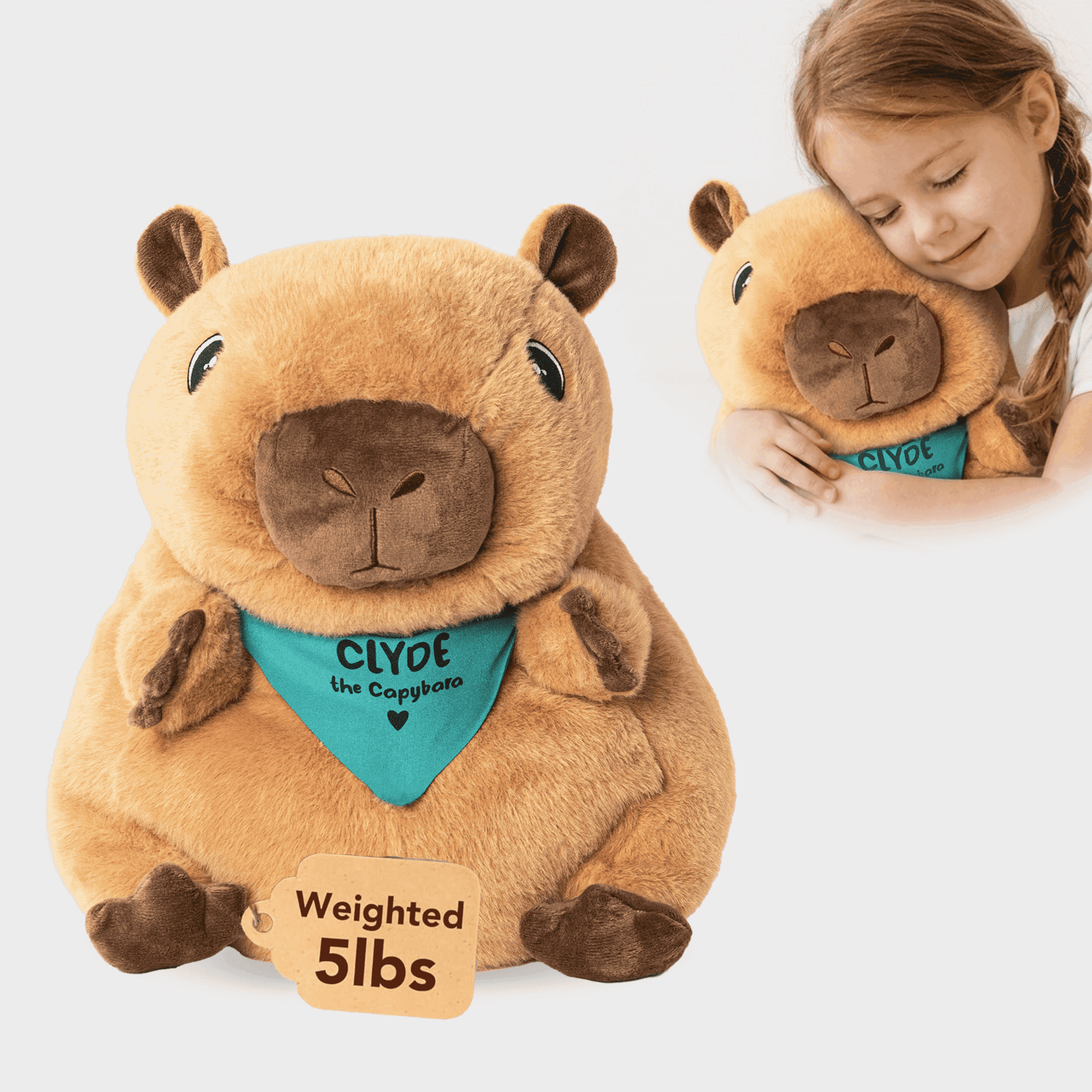 Lilly’s Love 5lb Weighted Stuffed Animal for Anxiety Relief, Clyde-The Capybara, Sensory Plush for Kids & Adults