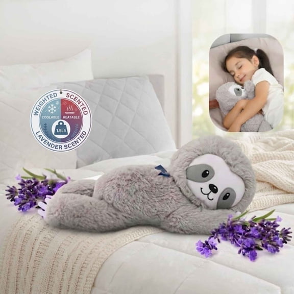 Lilly’s Love Weighted Animal Sloth- Heatable Warmie Plush & Coolable Plush , Lavender Scented Comfort Toy for Relaxation