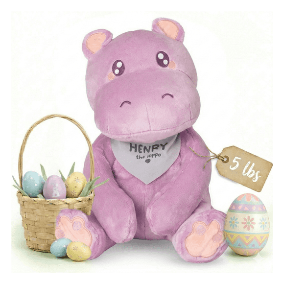 Lilly’s Love 5lb Weighted Stuffed Animal for Anxiety Relief, Henry The Hippo, Easter Present