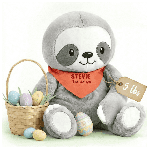 Lilly’s Love 5lb Weighted Stuffed Animal for Anxiety Relief, Stevie The Sloth, Easter Plush
