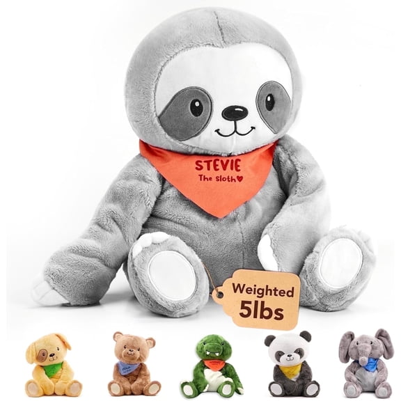 Lilly’s Love 5lb Weighted Stuffed Animal for Anxiety Relief, Stevie The Sloth, Valentine’s Day Comfort Gift