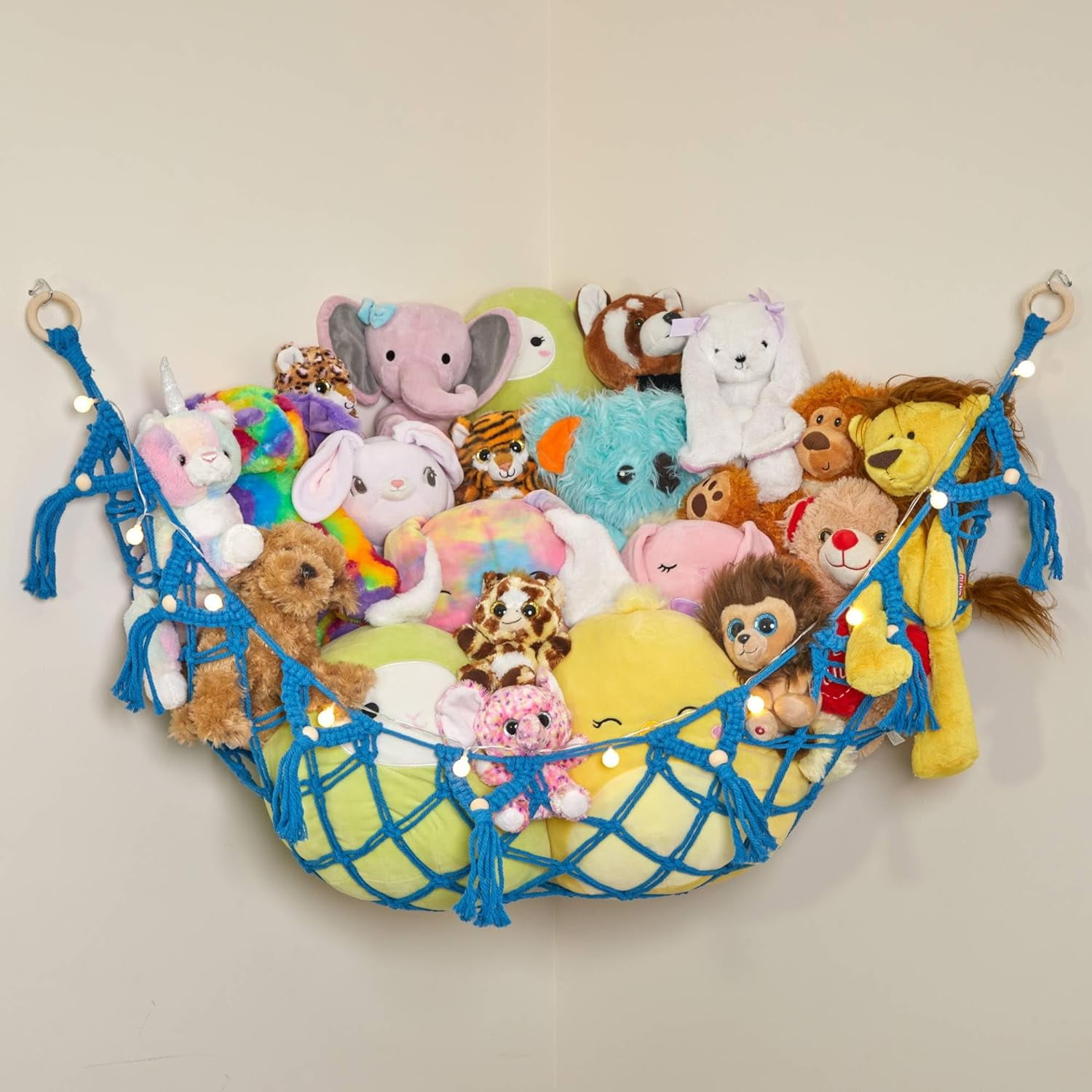 Lilly's Love Stuffed Animal Macrame Toy Hammock w/ Lights, Corner Net