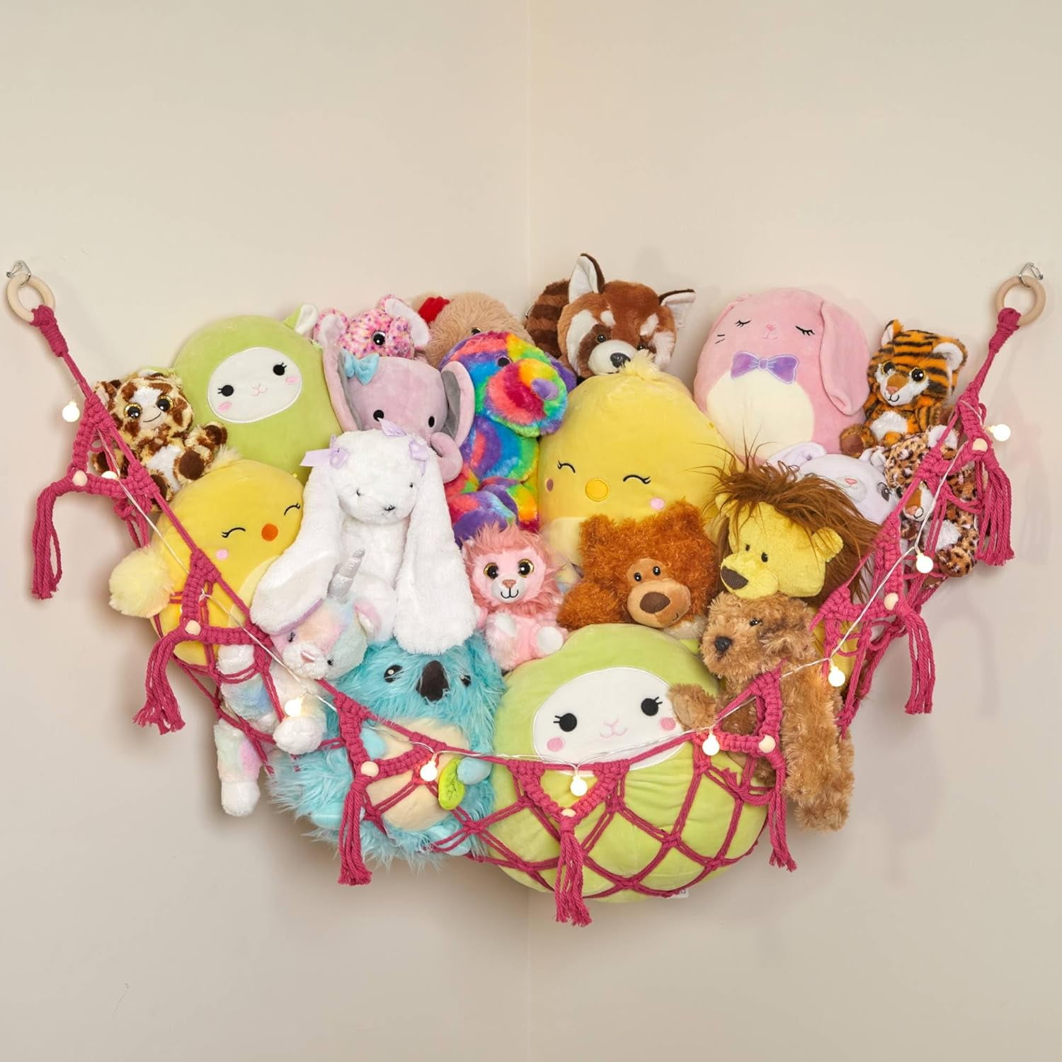 Lilly's Love Stuffed Animal Macrame Toy Hammock w/ Lights, Corner Boho