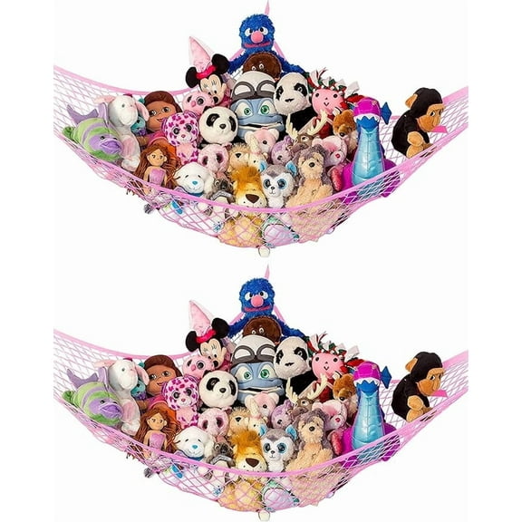 Lilly's Love Stuffed Animal Hammock, Standard Size, Pink (67"L x 47"W x 47"H ) – 2 Pack