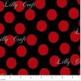 thumbnail image 1 of Lillycraft 1" Red Polka Dots on Black Poly Cotton Fabric - Sold By The Yard - 58" / 59", 1 of 2