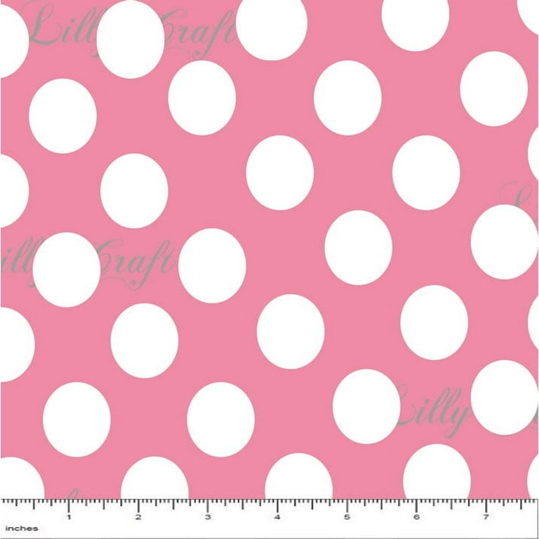 Lillycraft 1 White Polka Dots on Pink Poly Cotton Fabric - Sold