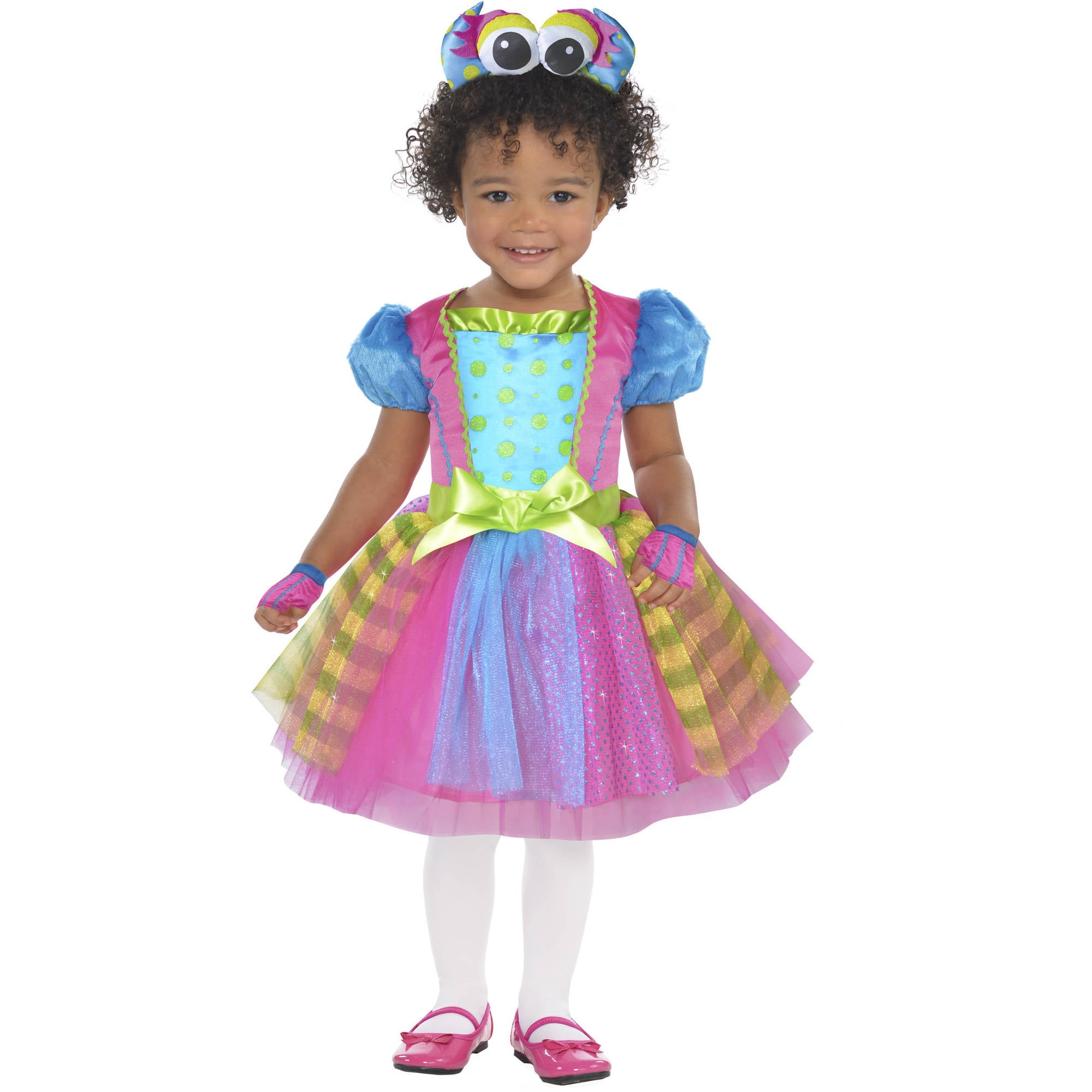 Toddler Girls Pink & Blue Lil Monster Glitter Costume Sparkle Tutu ...