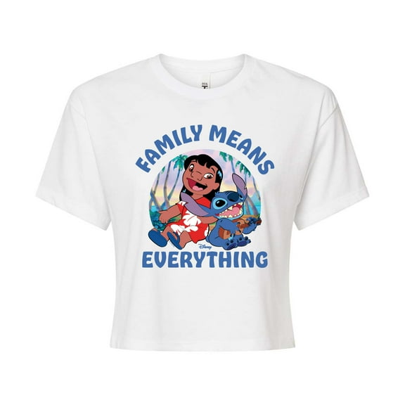 Lilo & Stitch - Family Means Everything - Juniors Cropped Graphic T-Shirt