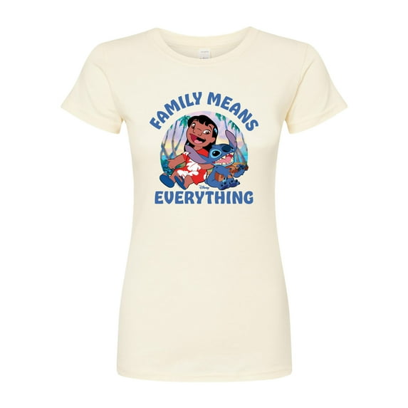 Lilo & Stitch - Family Means Everything - Juniors Fitted Graphic T-Shirt
