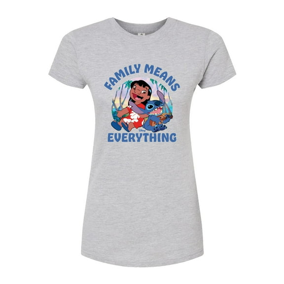 Lilo & Stitch - Family Means Everything - Juniors Fitted Graphic T-Shirt