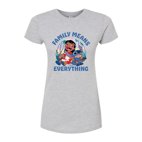 Lilo & Stitch - Family Means Everything - Juniors Fitted Graphic T-Shirt