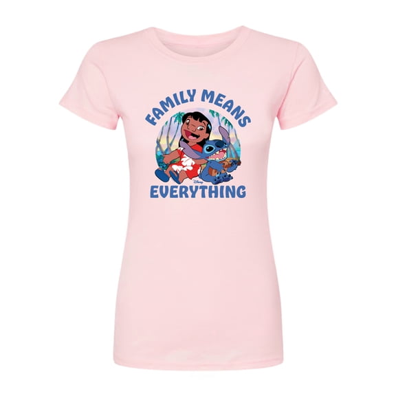 Lilo & Stitch - Family Means Everything - Juniors Fitted Graphic T-Shirt