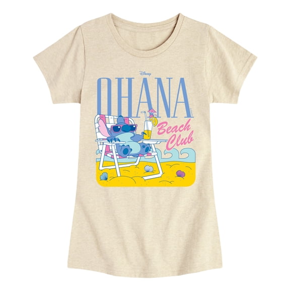 Lilo & Stitch - Ohana Beach Blub - Toddler And Youth Girls Fitted Short Sleeve Graphic T-Shirt