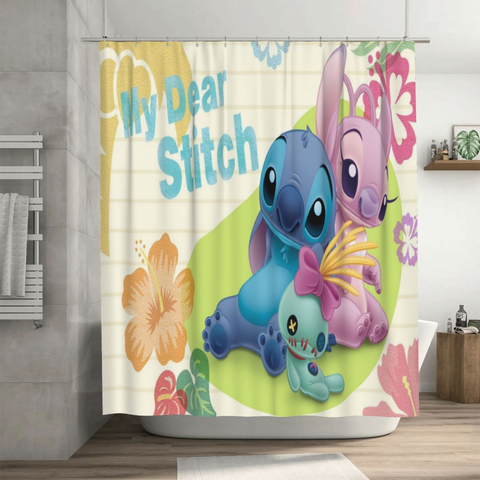 Lilo And Stitch Shower Curtain 72x72 Inches Waterproof Bathing Curtain