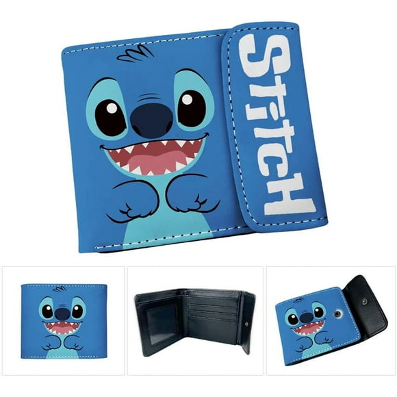 Stitch Cartoon Character Snap Close Blue Bi-Fold Wallet