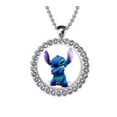 thumbnail image 1 of Stitch Character Glass Domed With Rubies Metal Pendant Necklace, 1 of 1