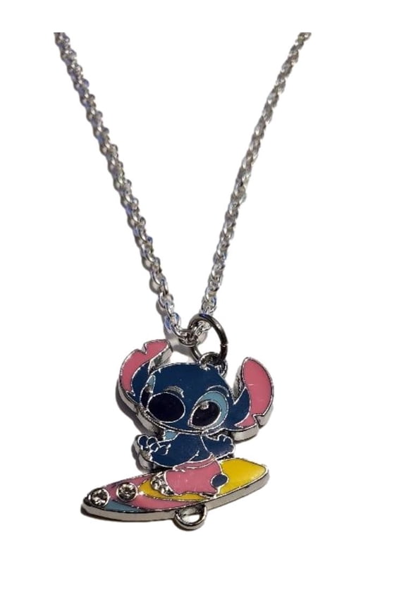 Lilo And Stitch Stitch Character Surfing Enamel Metal Pendant Necklace