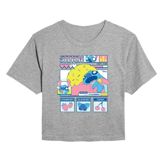 Lilo & Stitch - Stitch Food Kawaii - Juniors Cropped Graphic T-Shirt
