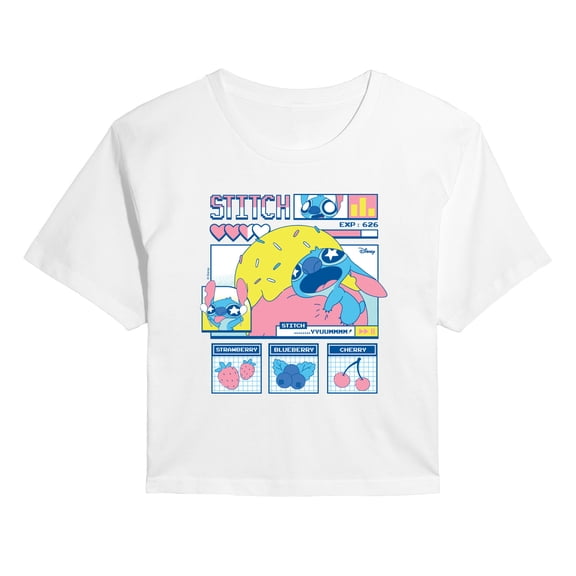 Lilo & Stitch - Stitch Food Kawaii - Juniors Cropped Graphic T-Shirt