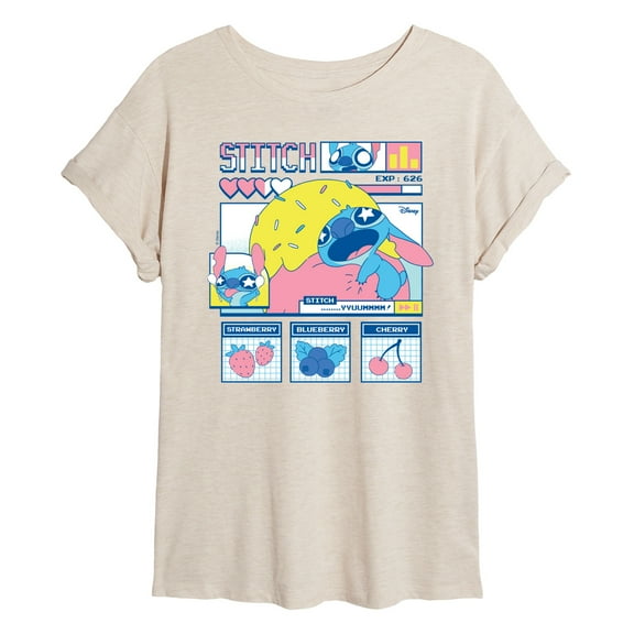 Lilo & Stitch - Stitch Food Kawaii - Women's Oversized Graphic T-Shirt