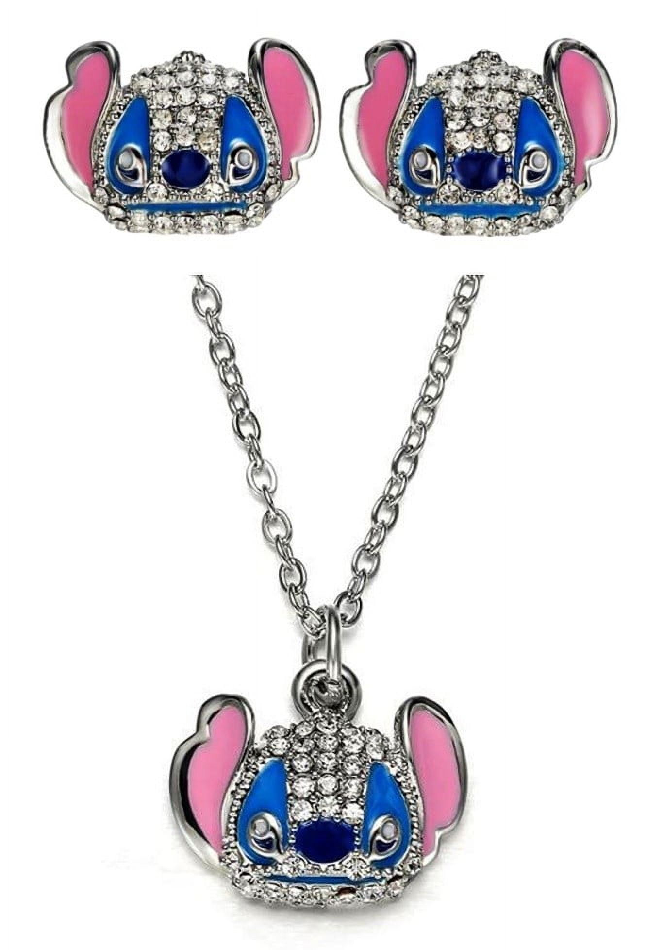 MAINSTREET CLASSICS Lilo And Stitch Stitch Rhinestone Metal Pendant Necklace And Earrings Set