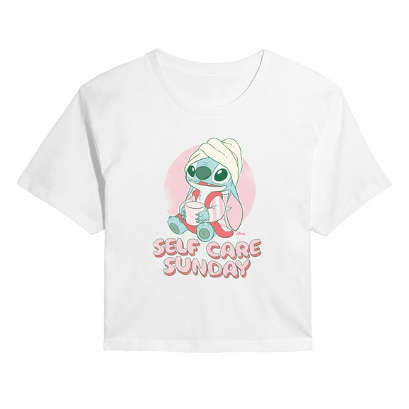 Lilo & Stitch - Stitch Self Care - Juniors Cropped Graphic T-Shirt