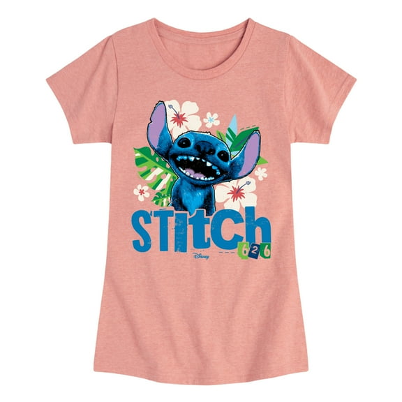 Lilo & Stitch - Stitch Smiling 626 - Toddler And Youth Girls Fitted Short Sleeve Graphic T-shirt