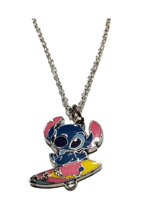 Stitch Surfing Enamel Metal Pendant Necklace