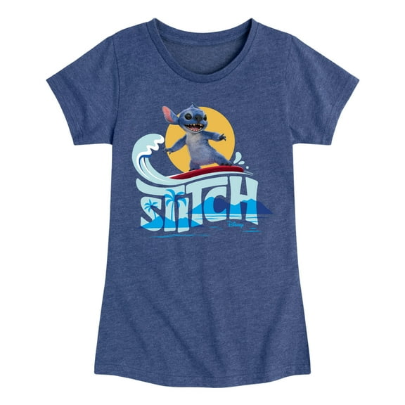 Lilo & Stitch - Stitch Surfing - Toddler And Youth Girls Fitted Short Sleeve Graphic T-shirt