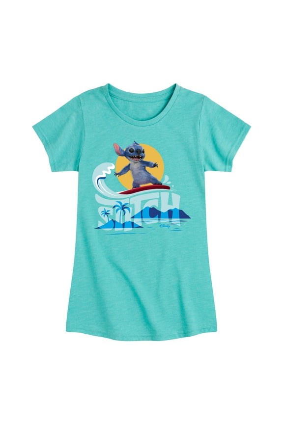 - Stitch Surfing - Toddler And Youth Girls Fitted Short Sleeve Graphic T-shirt