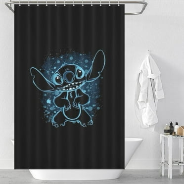 Lilo Negative Stitch Shower Curtain,Polyester Shower Curtain,Water-Resistant Bath Curtain with 12 Shower Curtain Rings,Long Shower Curtains for Bathroom,72x48