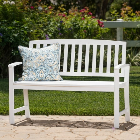 Lilo Outdoor Acacia Wood Bench, White Finish