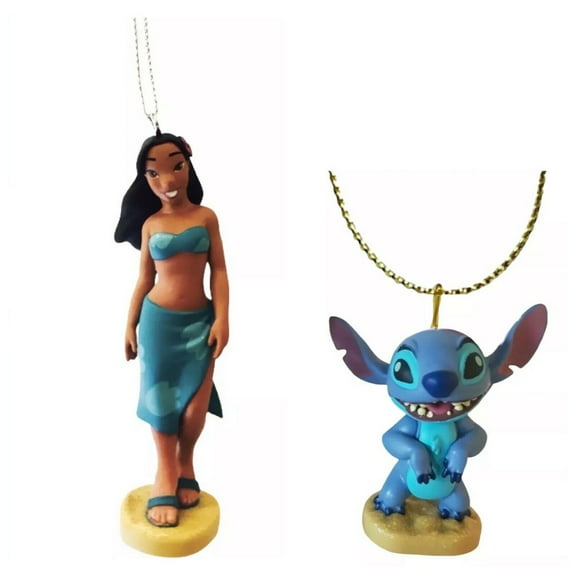 Lilo Sister Nani & Stitch Blue Dog Ornament Set Pvc Figure Figurine Charm 3 New