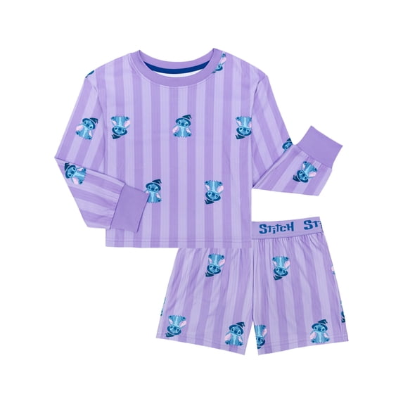 Lilo & Stich Girls Halloween Long Sleeve Top and Short Pajama Set, 2-Piece, Sizes 4-12