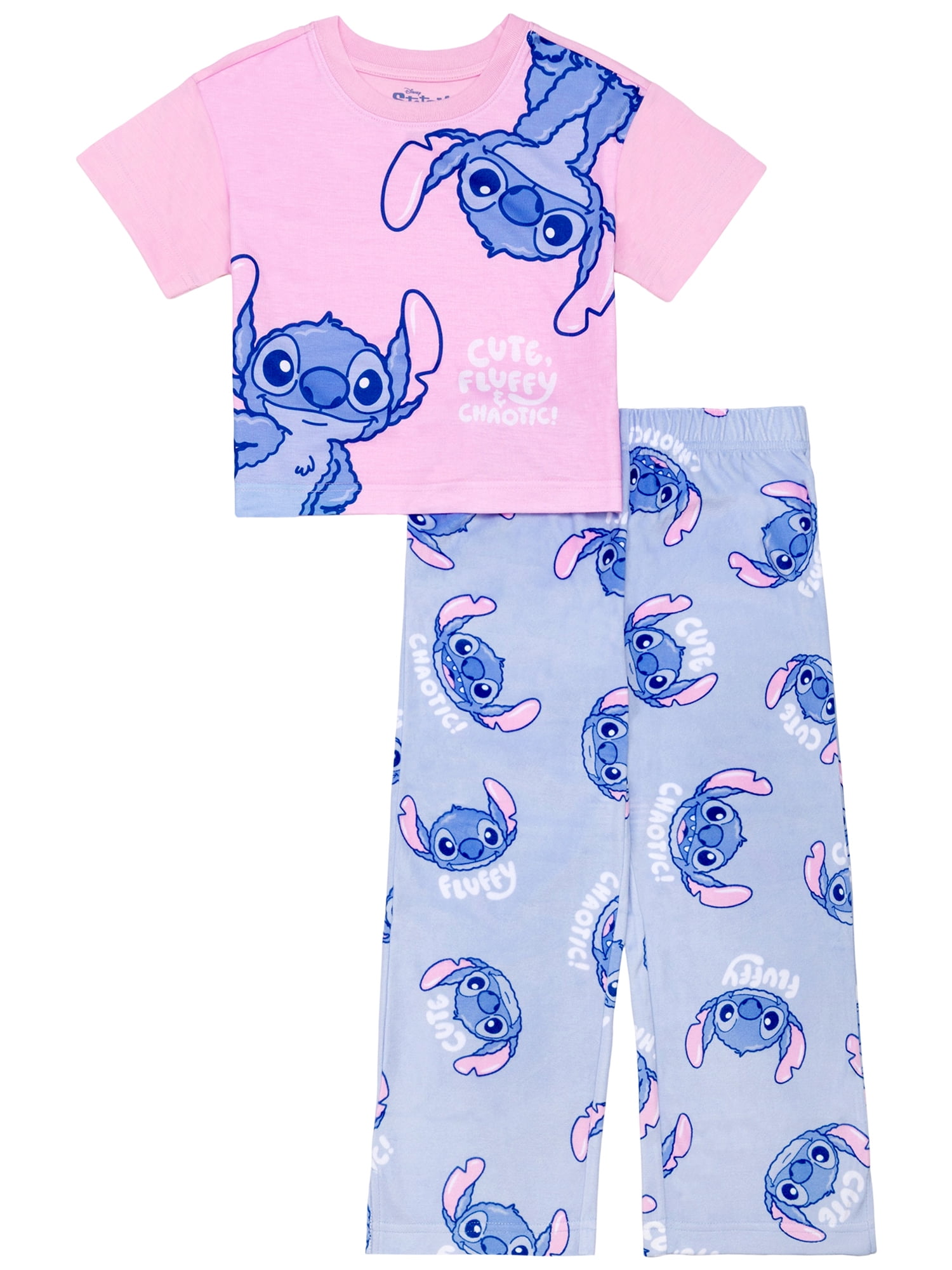Lilo & Stich Girls Short Sleeve Top and Pant Pajama Set, 2-Piece, Sizes 4-16