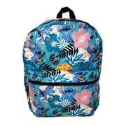 Lilo & Stitch 16" Backpack All-Over Print Flowers Pineapples w/ Front Pocket