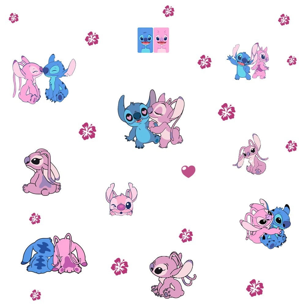 Lilo \u0026 Stitch 3D Wall Decals,Anime Cartoon Self-Adhesive Stickers Background Wall Decoration for Kids Room.