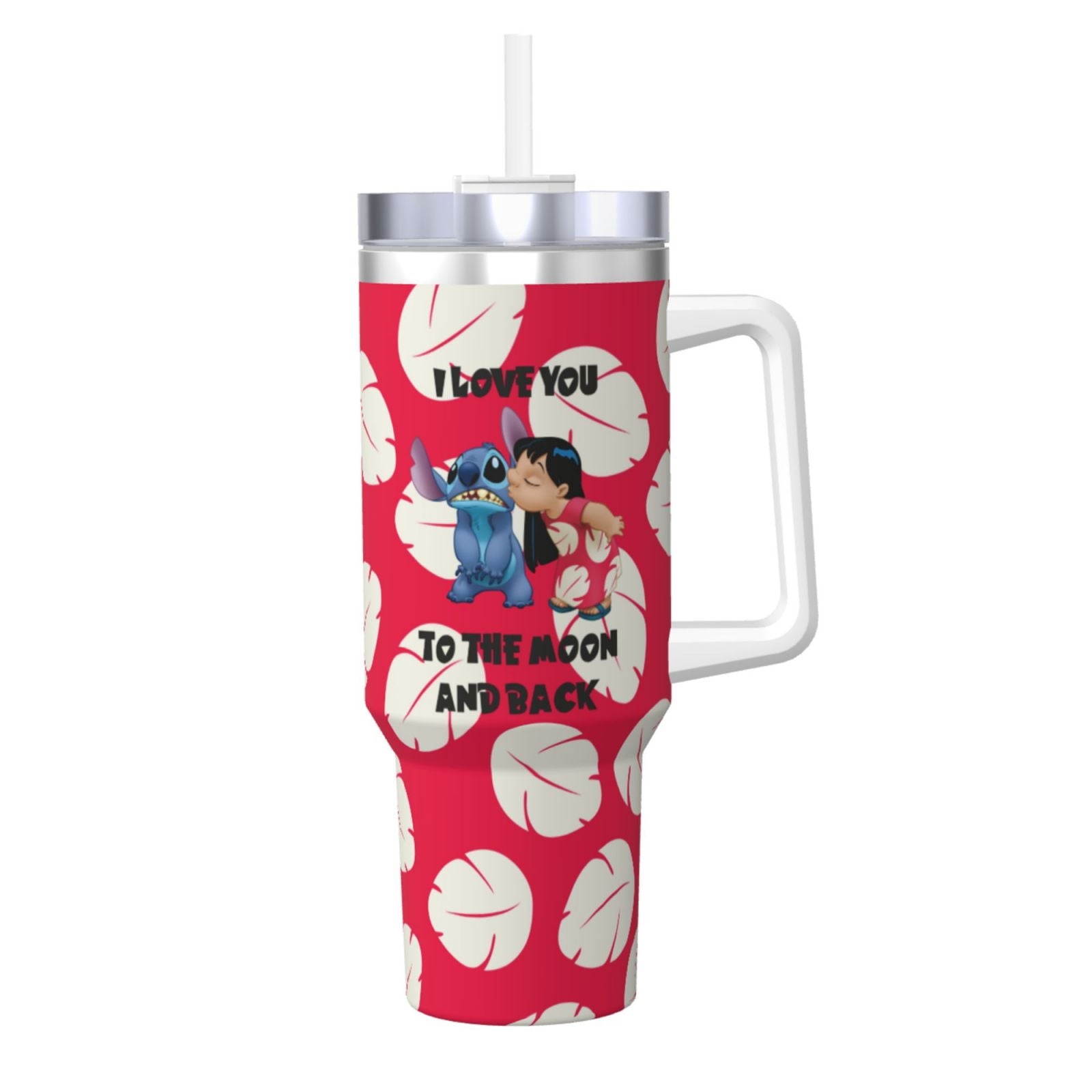 Lilo & Stitch 40 Oz Stainless Steel Tumbler with Reusable Lid and Straw