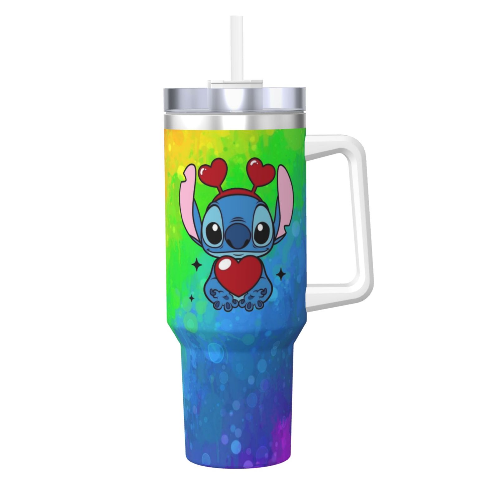 Lilo & Stitch 40 Oz Stainless Steel Tumbler with Reusable Lid and Straw