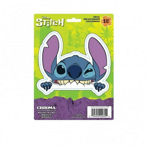 Lilo & Stitch 866162 6 x 8 in. Stitch Peeking Car Window Decal, Blue