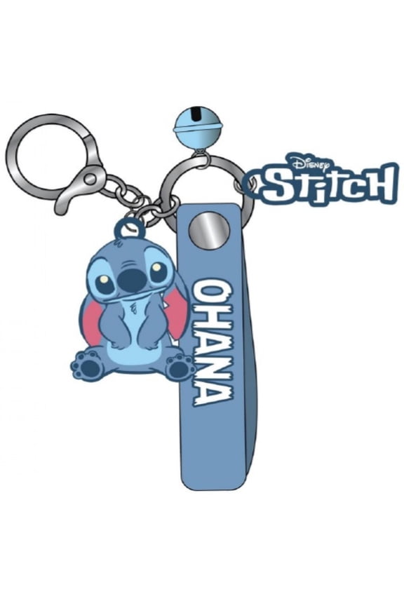 875118 3 in. Lilo & Stitch Ohana Figural Keychain with Wristlet Bell & Charm