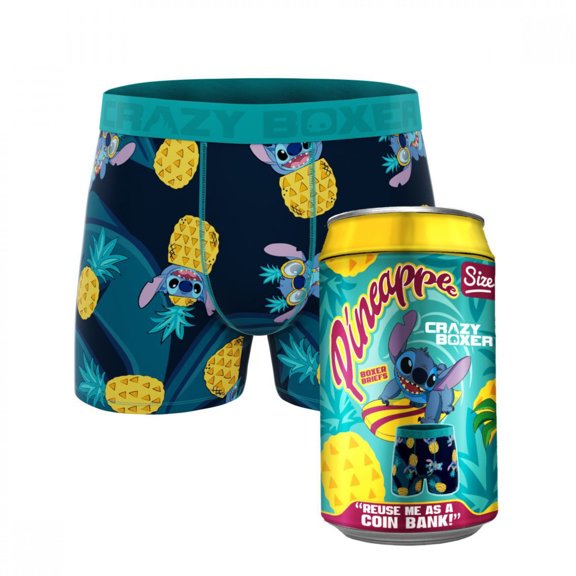 Crazy Boxer Lilo  and  Stitch Pineapple Juice Boxer Briefs in Soda Can-Medium (32-34)