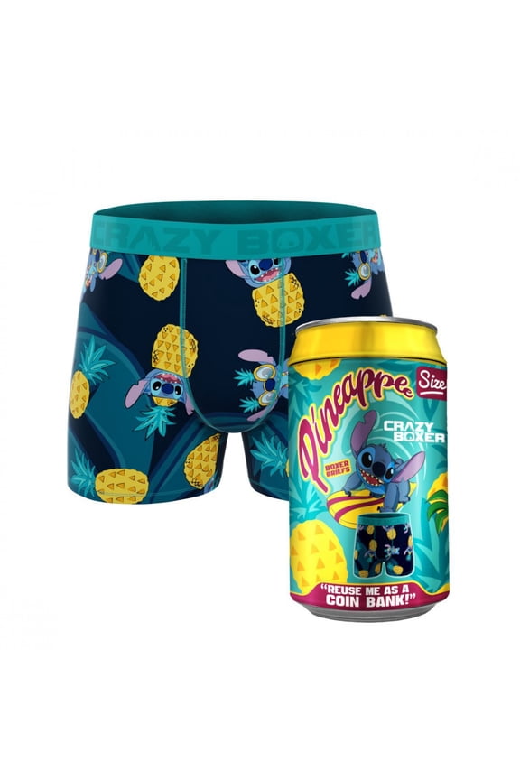 Crazy Boxer Lilo and Stitch Pineapple Juice Boxer Briefs in Soda Can-Medium (32-34)