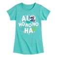 thumbnail image 1 of Lilo & Stitch - Alo Ho Ho Ho Ha - Girls Fitted Short Sleeve Tee, 1 of 5