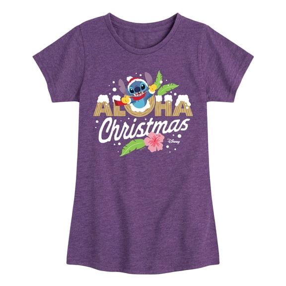 Lilo & Stitch - Aloha Christmas - Girls Fitted Short Sleeve Tee