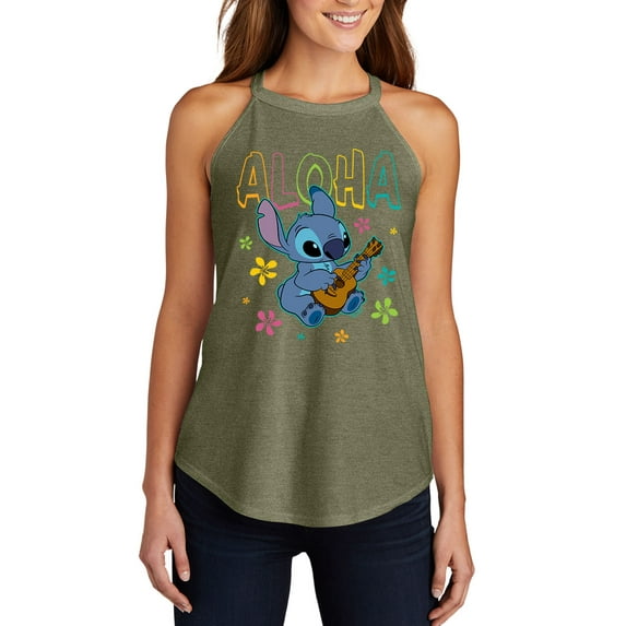 Lilo & Stitch - Aloha Stitch - Juniors High Neck Tank Top