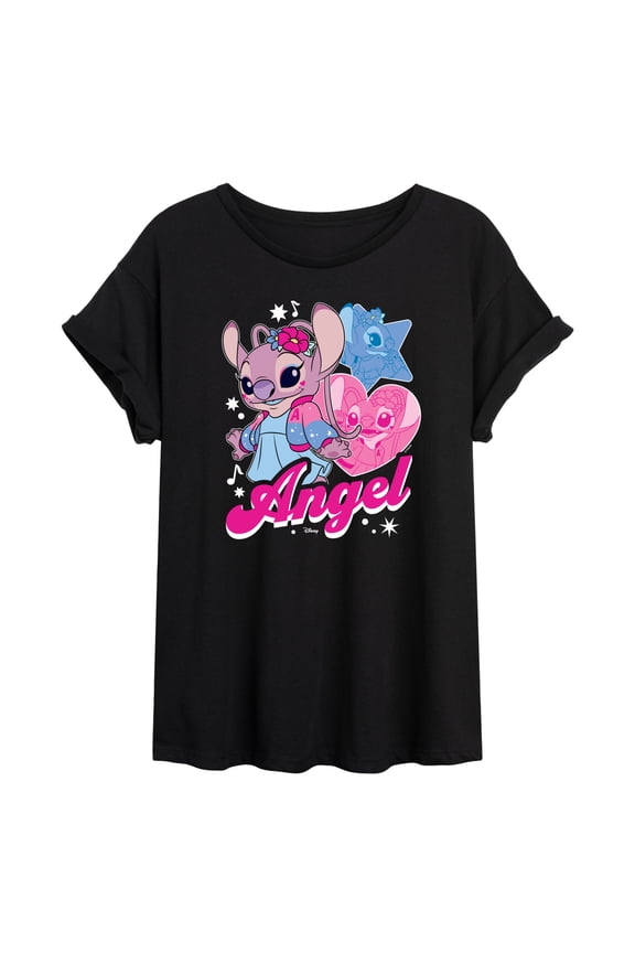 - Angel Popstar - Juniors Oversized Graphic T-Shirt