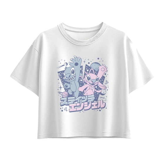 Lilo & Stitch - Angel & Stitch Katakana - Youth Girls Boxy T-Shirt
